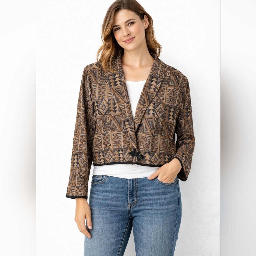 ✨ Flashback Vintage Aztec Cropped Jacket (Medium) ✨ BOHO - Picture 2 of 11